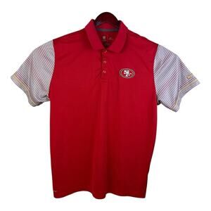 Nike Dri-Fit SF 49er's Polo Shirt Men's XXL Red NFL Football Short Sleeve Swoosh